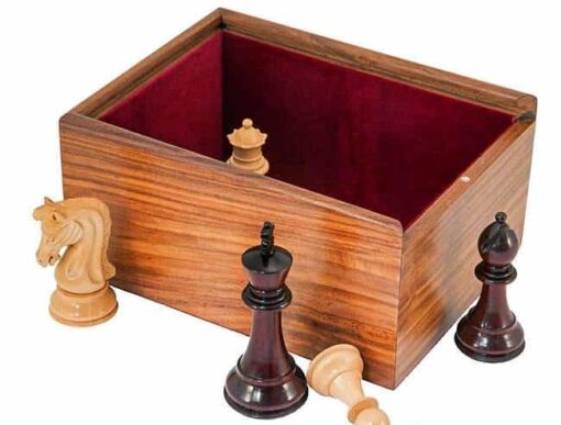Coffret de Rangement en Bois de Rose Doré pour Jeu d'Echecs en Bois (Hauteur de Roi = 11 cm)