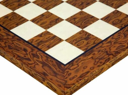 Ensemble "Windsor Cocoa Burl" Echiquier et Jeu d'Echec en Bois d'Ebène, d'Erable et de Buis